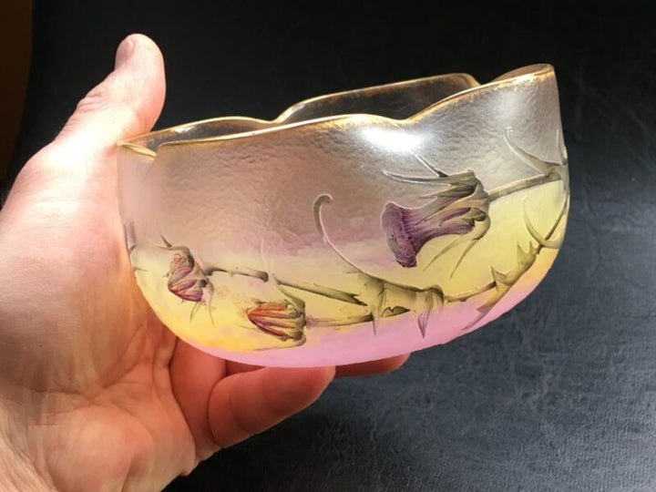 ドーム兄弟（ドームナンシー）アザミの花が描かれたボウル型花瓶