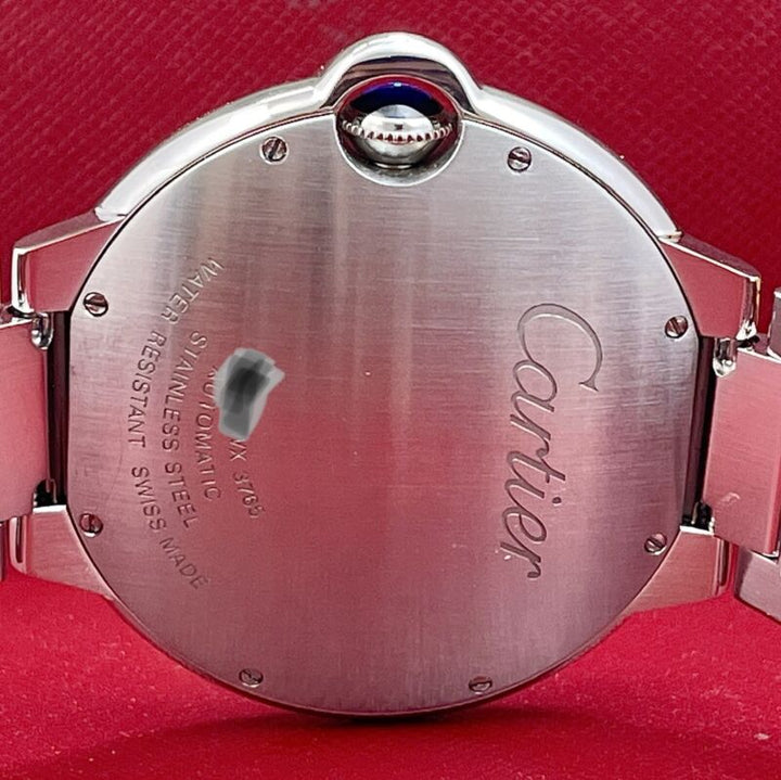 Cartier Ballon Bleu Watch 42mm Iced Out 10ct Diamonds Steel Auto W69012Z4