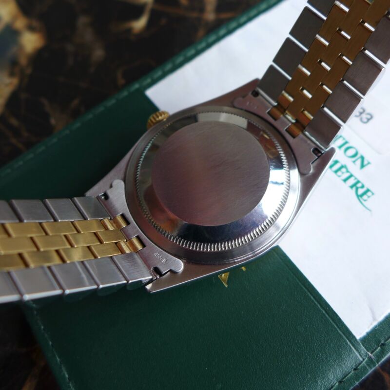 A STUNNING GENTS 1996 ROLEX OYSTER DATEJUST 36mm BOX CERT FULL SET S/GOLD 1999