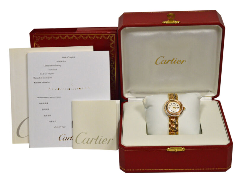 レディース カルティエ トリニティ 2357 18K ローズイエローホワイトゴールド ダイヤモンド クォーツ 腕時計