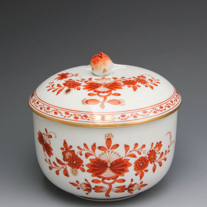 マイセン コーヒーサービス  1924年 インドの花　コーラルレッドペインティング