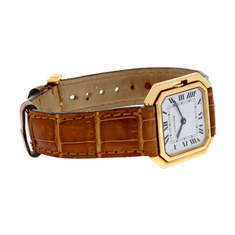 CARTIER Ceinture 18ct Yellow Gold Wristwatch Alligator Strap 780994119
