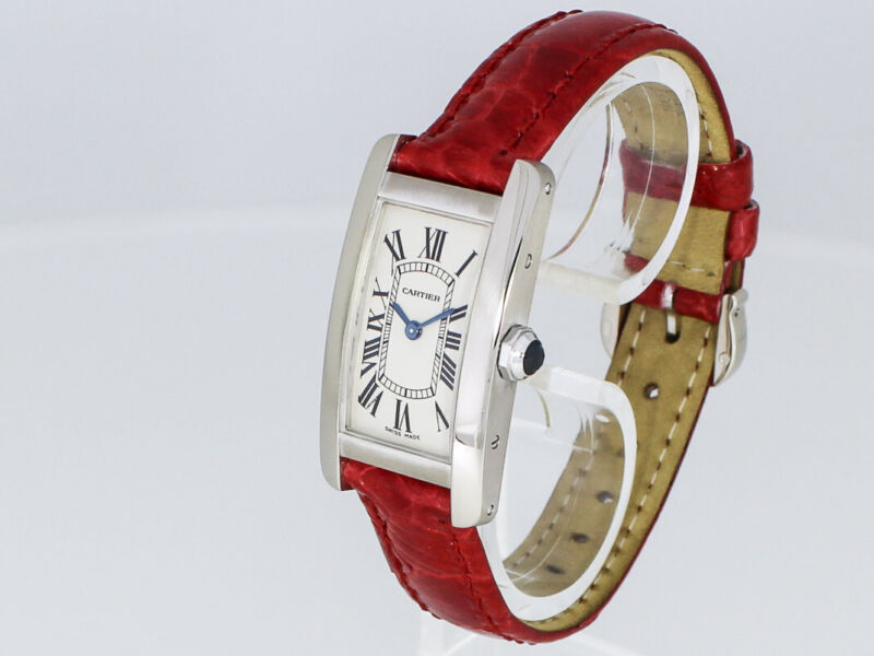 CARTIER TANK AMERICAN BOX WATCH Ref. 2489 WHITE GOLD 18K
