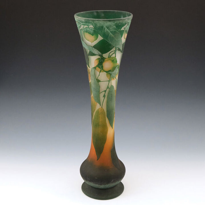 Tall Daum Quinces Cameo Vase c1910