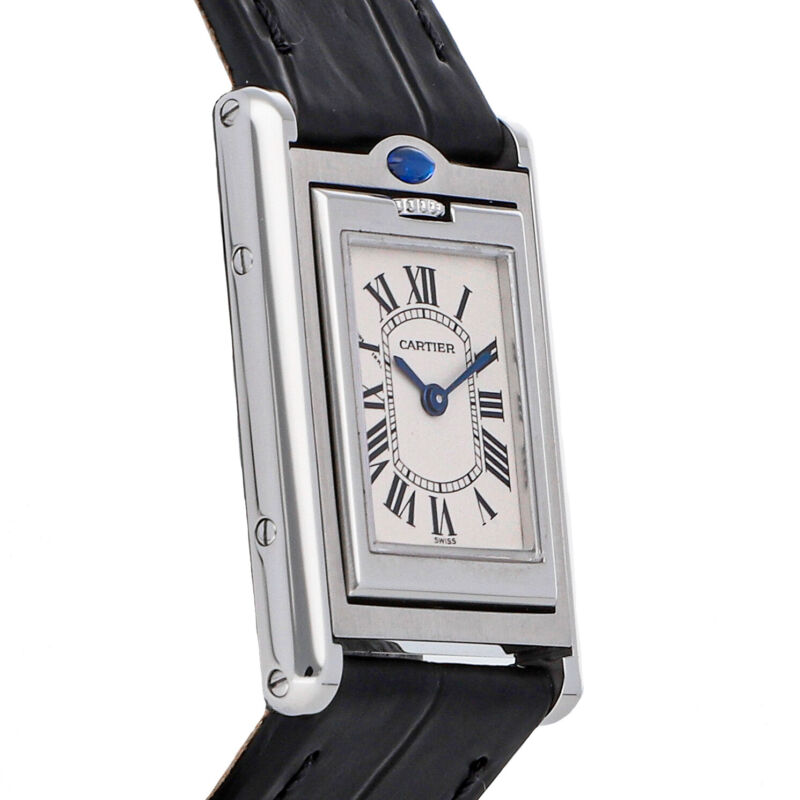 Cartier Tank Basculante Small Quartz Steel Ladies Strap Watch W1011158