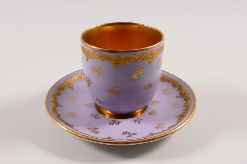 コールポート イギリス製 カップ＆ソーサー ピンクゴールドプレート 1900年頃