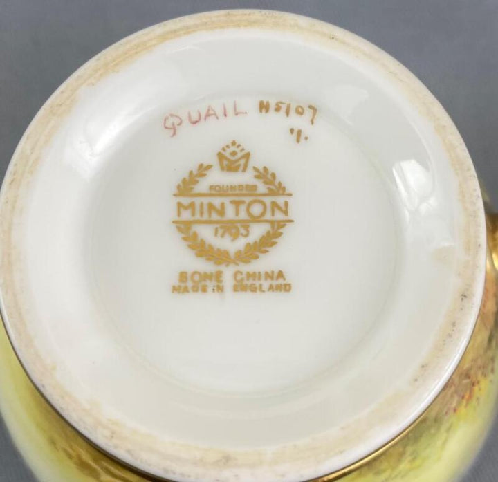 Vintage Trio~ Minton~c1960~#H5107 Quail Signed A.Holland Cup Saucer Side Plate