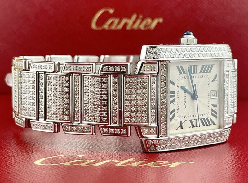 Cartier Tank Francaise 28mm Custom Iced Out 6ct Genuine Diamonds Ref 2302