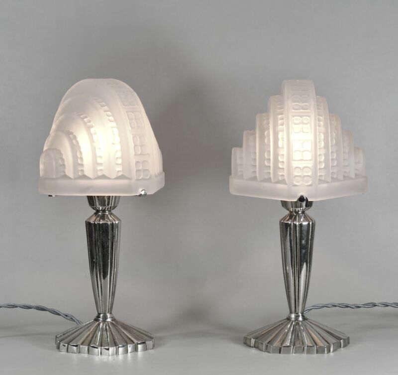 メネディー＆エスペヴェ　ペアのフランス製アールデコランプ　1930年