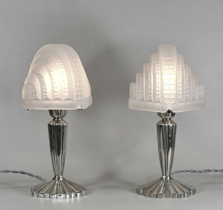 メネディー＆エスペヴェ　ペアのフランス製アールデコランプ　1930年