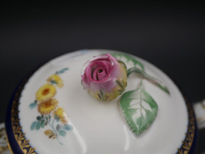 マイセン コーヒーサービス 6人用 Aカンテ　フラワーブーケ コバルトブルーエッジ ゴールド