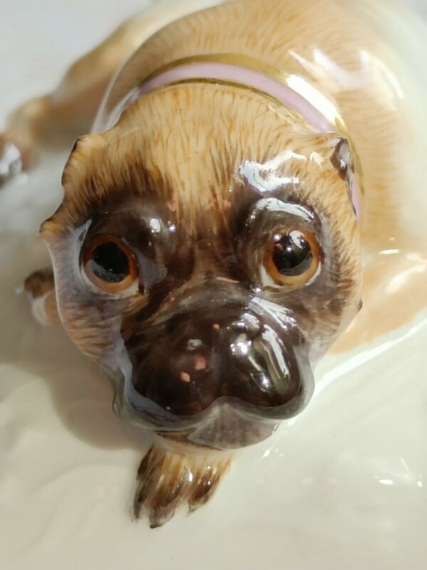 マイセン人形"横たわるパグ "をモチーフにした蓋物『犬のフィギュア』
