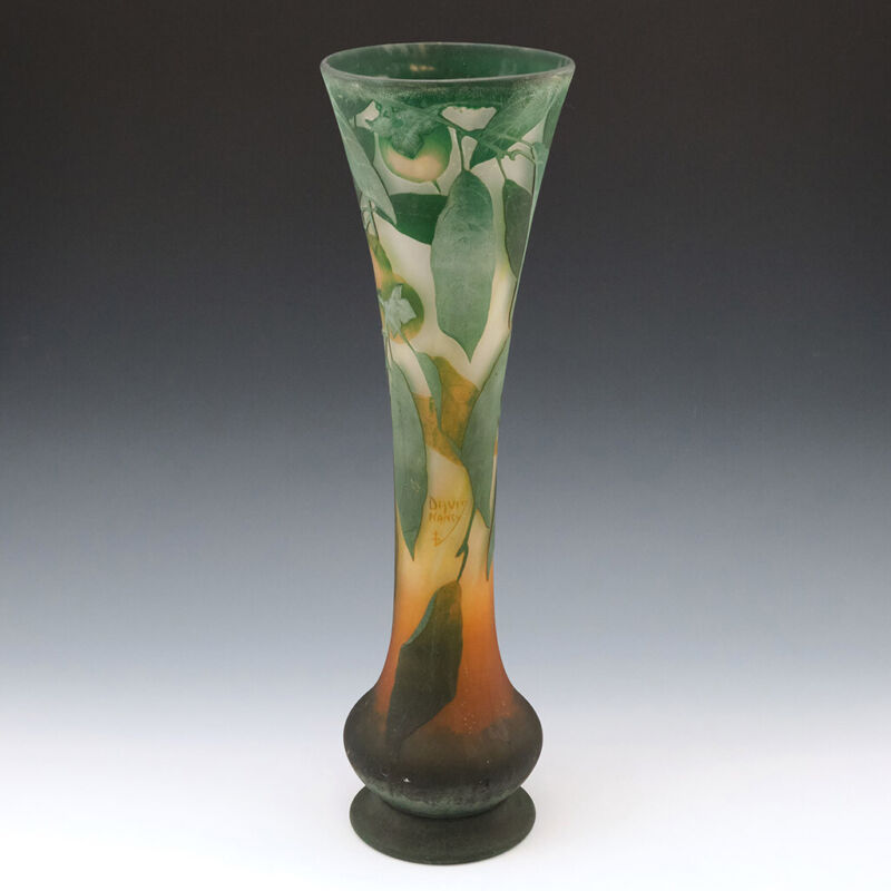Tall Daum Quinces Cameo Vase c1910