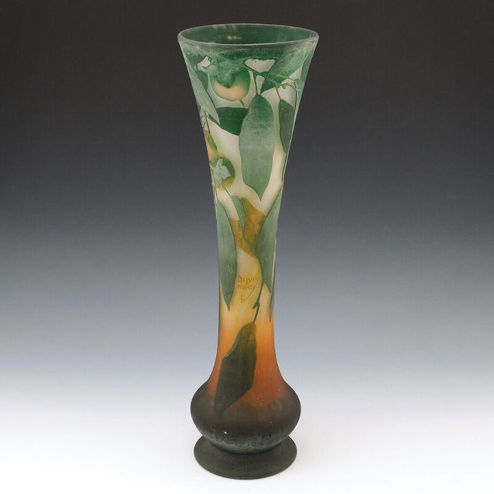 Tall Daum Quinces Cameo Vase c1910