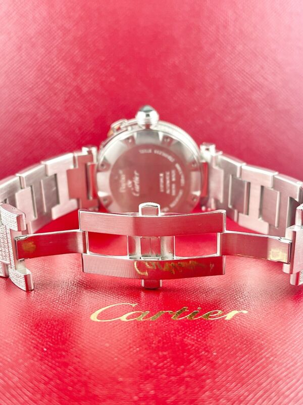 Cartier Pasha 40mm Black Dial Custom Iced Out 8ct Genuine Diamonds Ref 2790