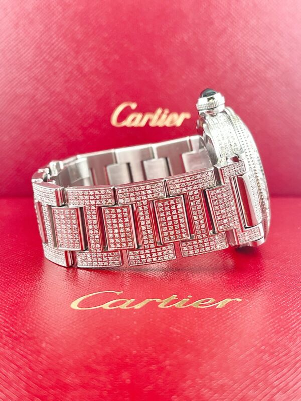 Cartier Pasha 40mm White Dial Custom Iced Out 8ct Genuine Diamonds Ref 2790