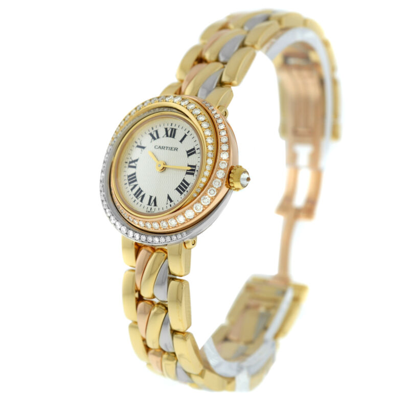 レディース カルティエ トリニティ 2357 18K ローズイエローホワイトゴールド ダイヤモンド クォーツ 腕時計