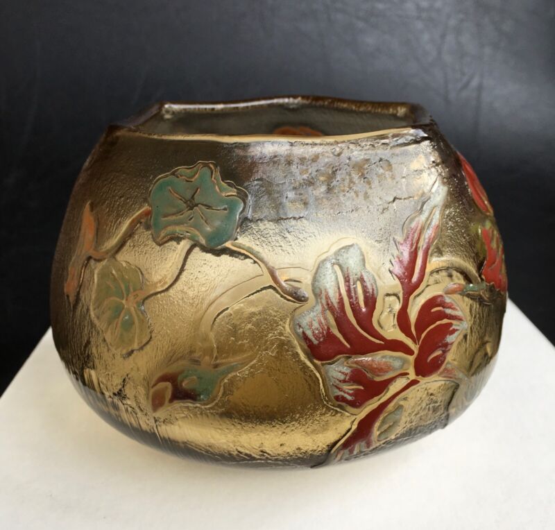 エミールガレの初期作品　キンレンカの花のボウル型花瓶