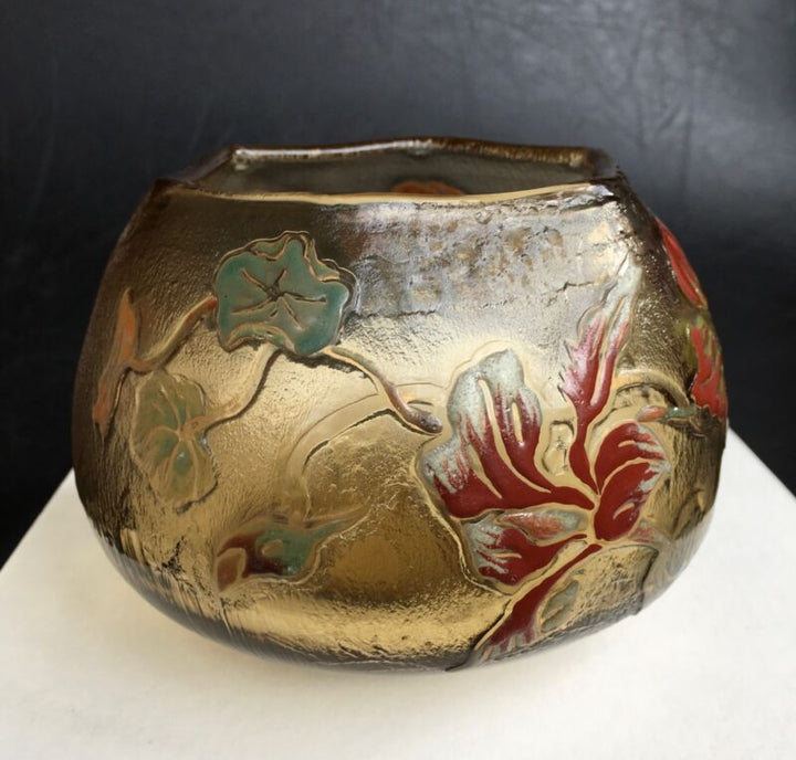 エミールガレの初期作品　キンレンカの花のボウル型花瓶