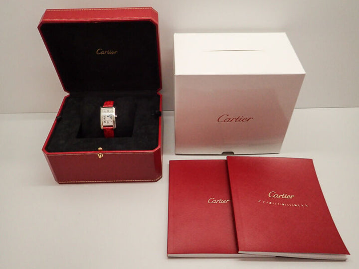 CARTIER TANK AMERICAN BOX WATCH Ref. 2489 WHITE GOLD 18K