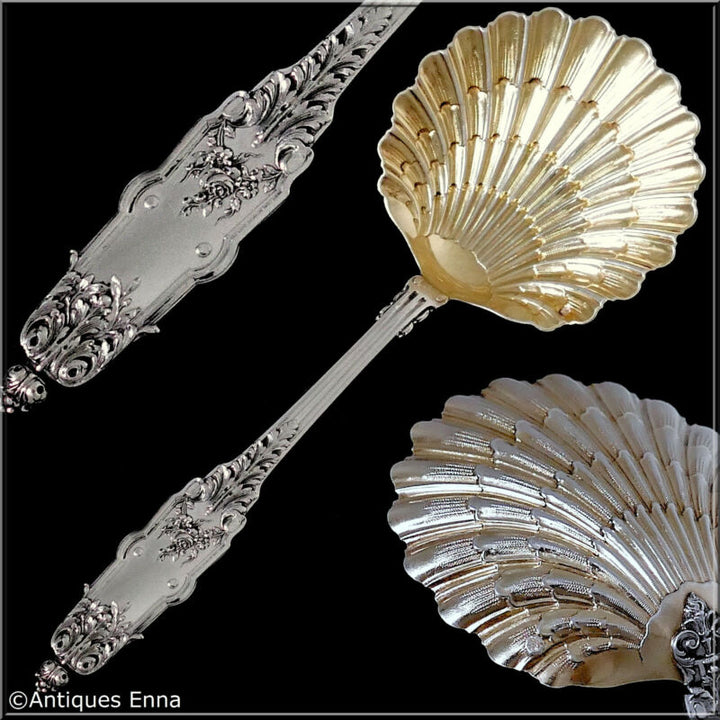 ピュイフォルカ フランス製スターリングシルバー 18K ゴールド ストロベリースプーン・アカンサス