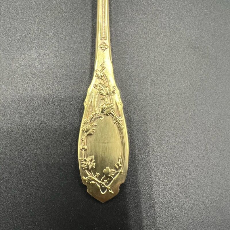 PUIFORCAT, RARE 6 Strawberry Spoons, Solid Silver & Vermeil-