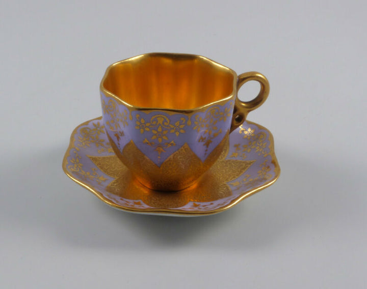 コールポート イギリス製 カップ＆ソーサー 八角形 ピンクゴールド ~1900頃