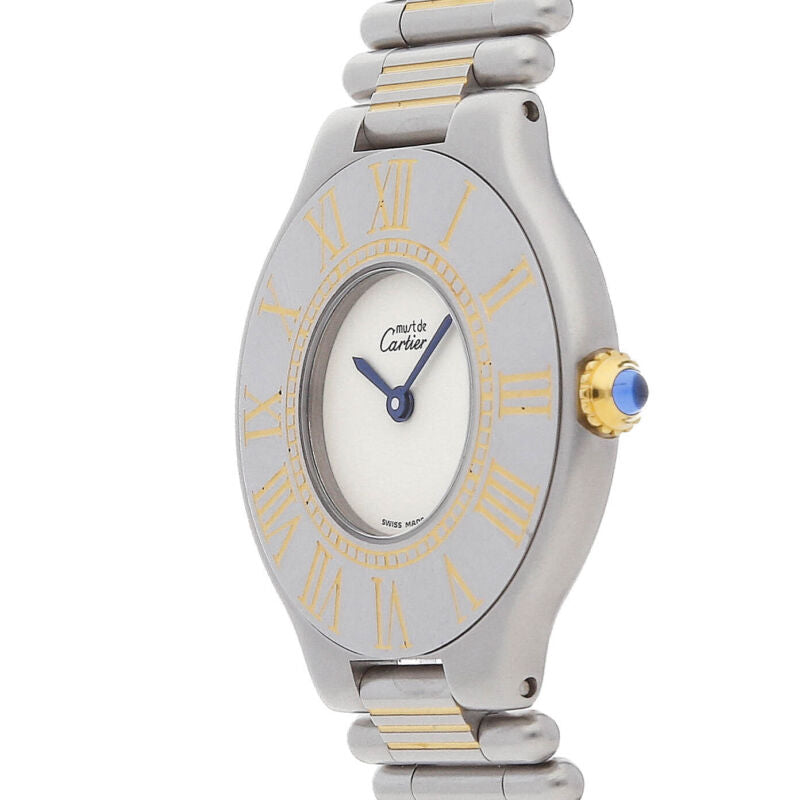 Cartier Must 21 Quartz Steel Gold Plated Ladies Bracelet Watch 84090171