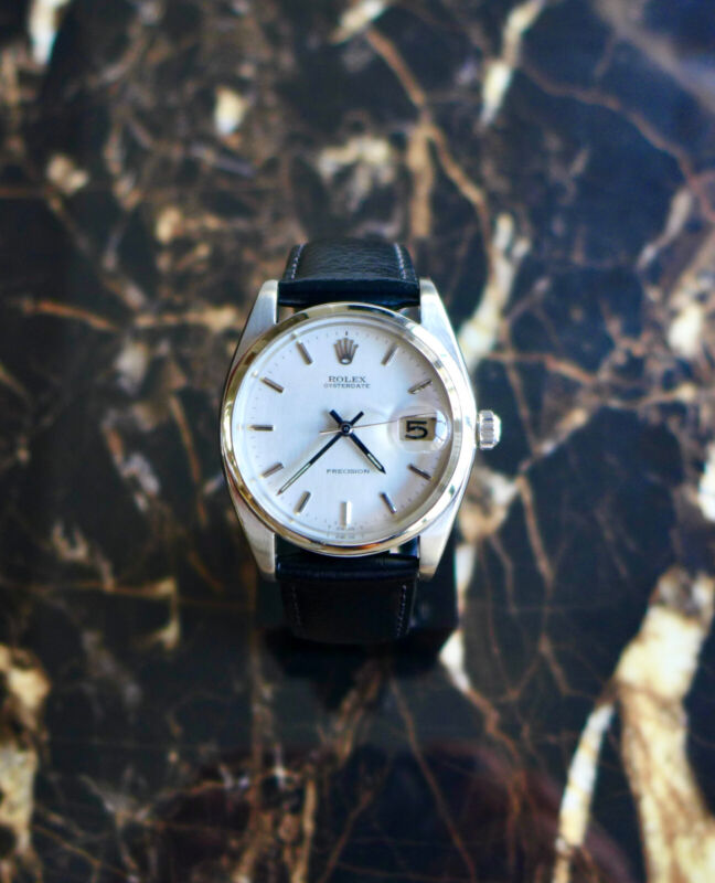 A BEAUTIFUL GENTS VINTAGE 1962 ROLEX OYSTER DATE 34mm WRISTWATCH STEEL REF. 6694