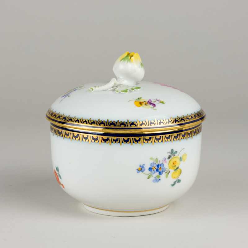 マイセン シュガーボウル カラフルフラワーブーケ Aカンテ 10cm 1級品