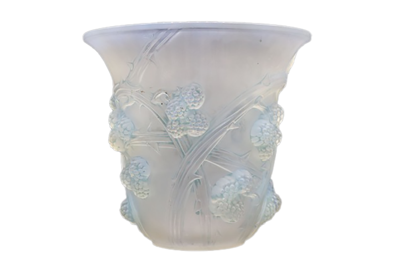 René Lalique. Opalescent Reflector Glass Vase -