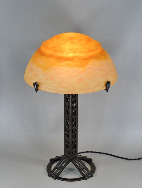 レイモンド・スュブ＆ドーム兄弟　大きなフランス製アールデコランプ　1925年　錬鉄製