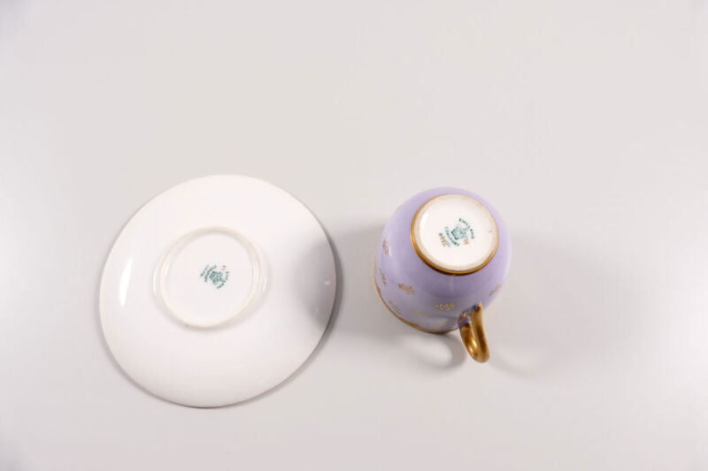 コールポート イギリス製 カップ＆ソーサー ピンクゴールドプレート 1900年頃