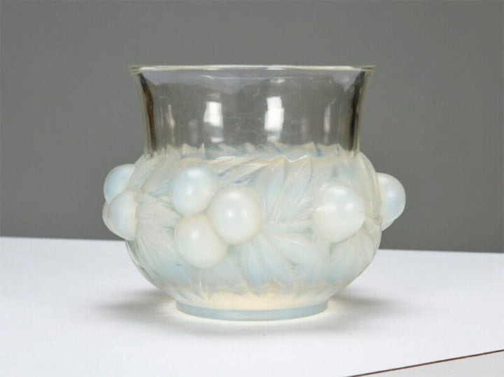 René LALIQUE: Opalescent ""Plums"" Vase.(Restorations)-