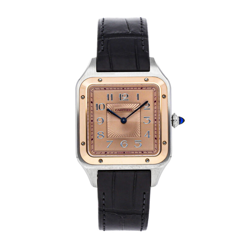 Cartier Santos Dumont Manual-Wind Steel Rose Gold Strap Watch W2SA0025