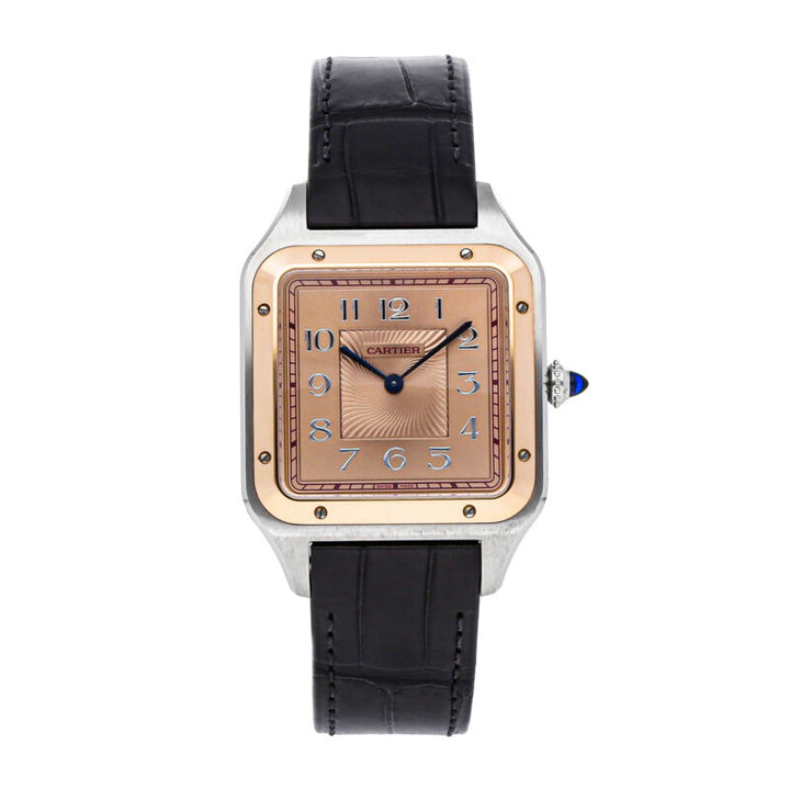 Cartier Santos Dumont Manual-Wind Steel Rose Gold Strap Watch W2SA0025