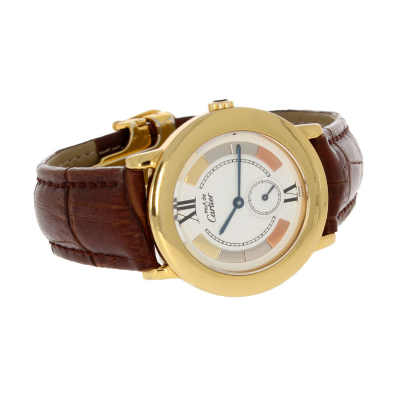 Cartier Must De Ronde Quartz Ladies Silver Gilt Vermeil Watch 1810-1