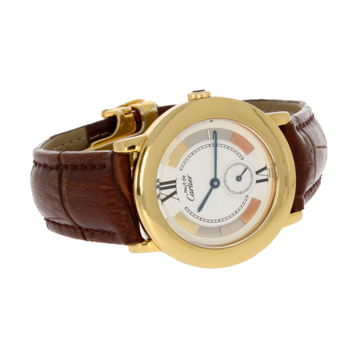 Cartier Must De Ronde Quartz Ladies Silver Gilt Vermeil Watch 1810-1
