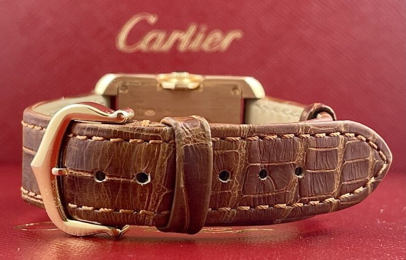 Cartier Tank 23mm Anglaise Rose Gold Silver Dial Ladies Watch Ref W1018255