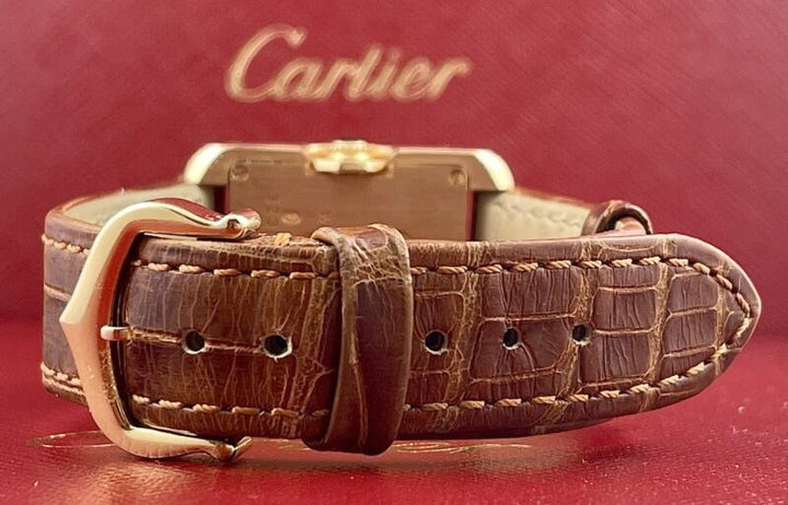 Cartier Tank 23mm Anglaise Rose Gold Silver Dial Ladies Watch Ref W1018255