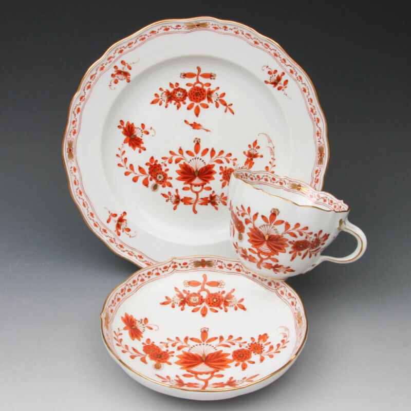 マイセン コーヒーサービス  1924年 インドの花　コーラルレッドペインティング