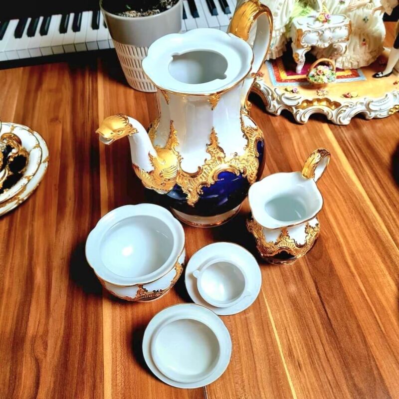 Meissen B-Shape Magnificent Porcelain Coffee Service for 6 People-